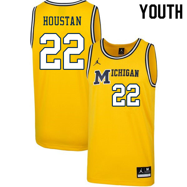 Youth #22 Caleb Houstan Michigan Wolverines College Basketball Jerseys Sale-Throwback - Click Image to Close